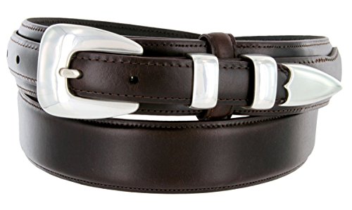 S5354 Oil Tanned Leather Ranger Belt With Sterling Silver Smooth Buckle