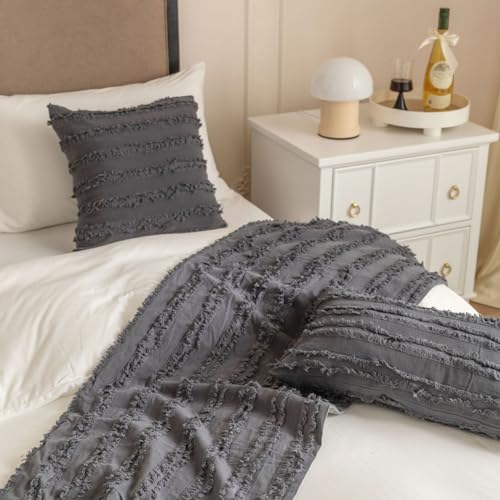 Toalla de extremo de cama gris oscuro de 50x240 cm para proteger y decorar 7
