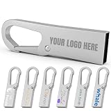 JBOS 8GB Custom USB Flash Drive 3.0 Bulk 1000 Pack, Printed Logo Metal Hook Keychain USB Memory Stick, Personalized Pen Drive Storage Thumb U Disk for Business & Events