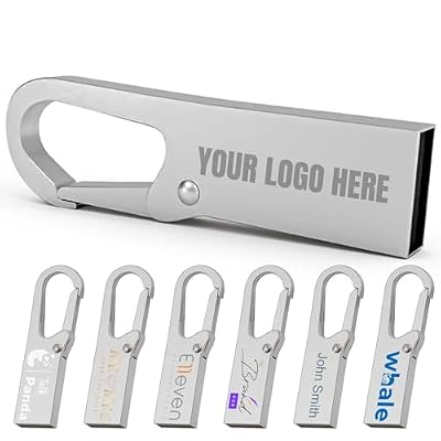 JBOS 8GB Custom USB Flash Drive 3.0 Bulk 1000 Pack, Printed Logo Metal Hook Keychain USB Memory Stick, Personalized Pen Drive Storage Thumb U Disk for Business & Events