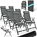 KESSER® Gartenstuhl Hochlehner mit Armlehnen 6er Set Aluminium Klappstuhl mit Kopfkissen & Abdeckung Campingstuhl 7-Fach Verstellbar Rückenlehne Atmungsaktiv Wetterfest Klappbar Anti-Rutsch, Anthrazit