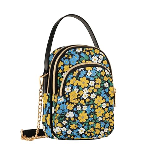 Sac à bandoulière pour femme Mnsruu floral jaune et bleu - Sac à main chic B1728