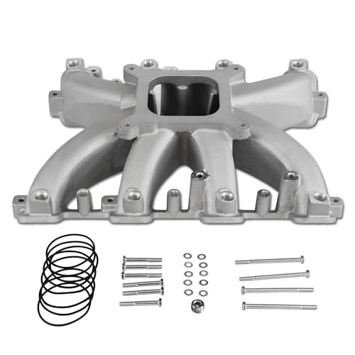 JGhyperX 300-136 Intake Manifold Aluminum EFI LS Single Plane Mid-Rise Compatible with GM LS3/L76/L92/L99 Rectangle Port 6.2L/376 V8 Engine for Cadillac Chevrolet GMC Pontiac
