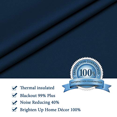 H.versailtex Blackout Tie Up Valance Curtain Window Treatment Balloon Valance Drape For Kitchen Window (Navy, Rod Pocket Panel, 42 Inches W X 63 Inches L) #TOP4