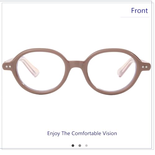 Image of Vintage Round Glasses for Men Women Retro Oval Blue Light Glasses Fake Nerd Eyeglasses
