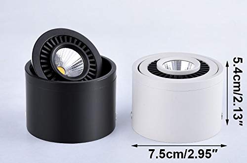 SKIVTGLAMP Dimmable High Accent Uplight 5W COB LED Barrel Type Spotlight Light with 5.9ft On/Off Dimmer Switch Cord Plug-in Extra Light Rotating Decorative Light for Loft Gallery,White 3 Packs