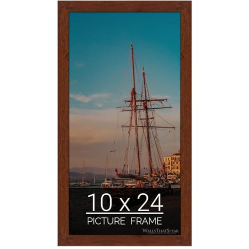 wallsthatspeak 10x24 Dark Walnut Rustic Pine Picture Frame for Puzzles Posters Photos or Artwork