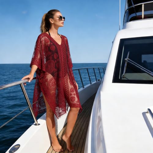 Image of Bathing Suit Cover Up for Women,V-Neck Summer Swimsuit Coverups Loose Swimwear Beach Dress for Pool Sea Party