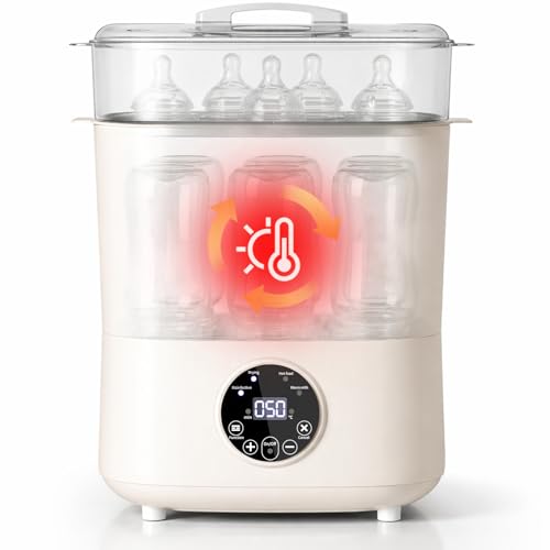 Stérilisateur et séchoir pour biberons, stérilisateur électrique 4 en 1 pour biberons, accessoires de tire-lait, tétine, grande capacité pour 5 à 8...