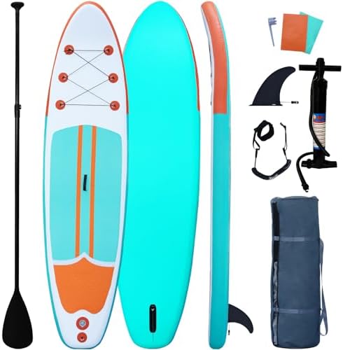 Inflatable Paddle Boards Stand Up Paddleboard Wide Stable with Premium SUP Paddle Board Accessories for All Skill Levels with Fins, Adjustable Paddle, Pump, Backpack, Leash