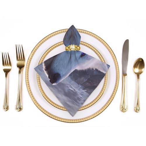 Servilletas de tela reutilizables de lobo blanco para mesa de cocina 4