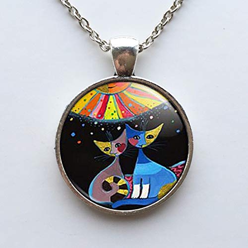 Preisvergleich Produktbild Steampunk-Halskette, Rosina Wachtmeister Katzenzubehör, bunte Katzen-Glaskunst-Anhänger, Katzen-Halskette, Schmuck