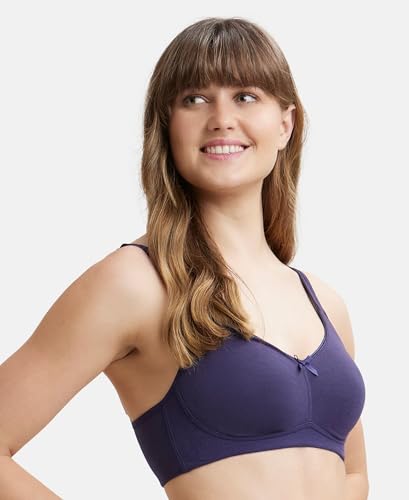 Image of Jockey FE41 Women Wirefree Non Padded Super Combed Cotton Elastane Stretch Full Coverage Everyday Bra with Concealed Shaper Panel