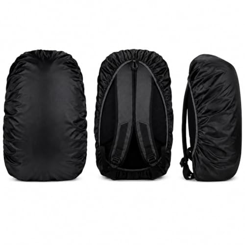 Image of Lazer Waterproof Backpack Rain Cover for School, College & Laptop Bags | Heavy Duty Nylon Dustproof & Rainproof Protector with Elastic Adjustable Fit for Travel & Hiking Backpacks (20L-40L, Black)