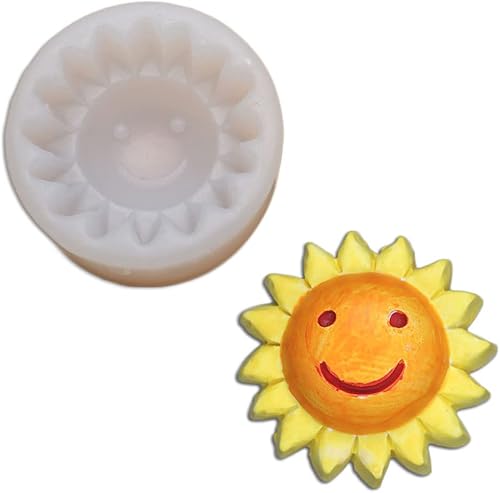 Molde de silicona Freshie de coche con forma de sol de cara sonriente para hacer jabón aroma perlas coche Freshie, colgante, vela, resina