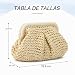 Imagen de EVEOUT Clutch de Paja Mujer Bolso Nube de Boda Fiesta Paja con Cadena Bolsos bandolera Tejido para Vacaciones Playa