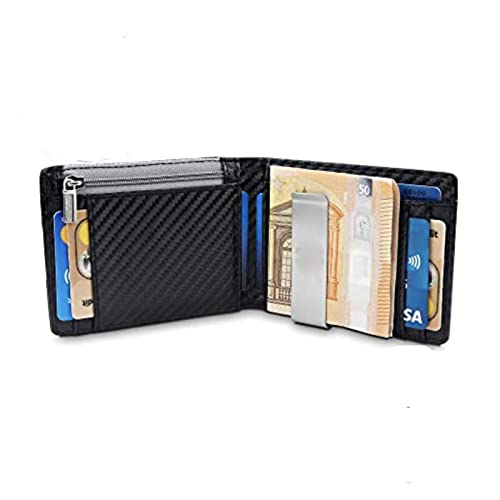 Carteira masculina, clipe de fibra de carbono, antimagnético e antirroubo RFID, carteira masculina c