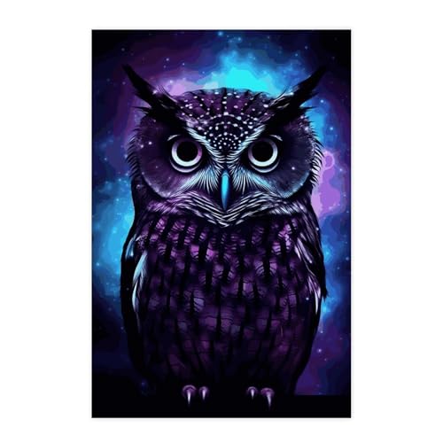 Poster autocollant hibou violet en papier mural repositionnable pour bureau