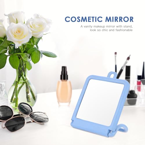 Espejo para maquillaje con soporte azul para baño y escritorio miniatura 6