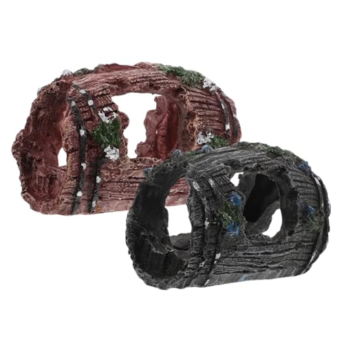 FUTUREORYY Lot De 2 Abris pour Étang De Couleur Crevettes Thème Cabane Ornement De Jeu en Rondins Petit Thème pour Décorations Cachette pour Poissons Mignon Épave
