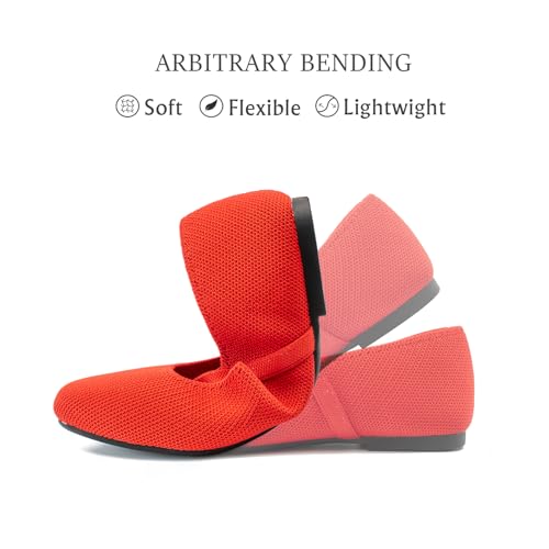Image of Soesyi Knit Flats for Women Square Toe Flats Casual Ballet Flats with Ankle Strap,Mary Jane Shoes Women Comfortable for Dressy Office