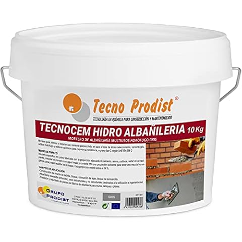 TECNOCEM Tecno Prodist Hydro Bathroom Mortar (10 kg) Cement Mortar for Masonry and Construction, Water-Repellent, Ideal for Casting, Plastering and Brick Placement, Grey Cover