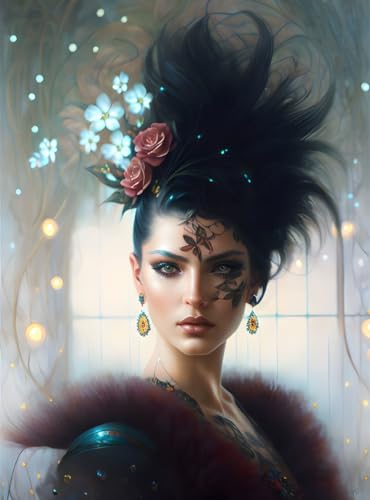 Affiches sur toile femme tatouages fleurs néon impression haute définition