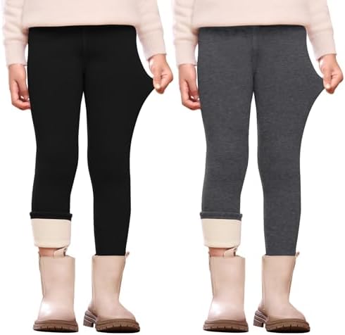 Thermoleggings Mädchen Gefüttert Winter Leggings Kinder Warm Fleece | Warme Mädchen Leggings mit weichem Fleece-Futter, Elastische Kinder Thermohose für Schule, Freizeit und kalte