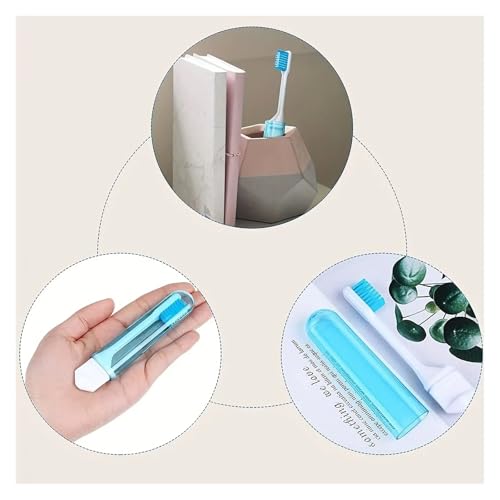 Cepillo de dientes plegable de viaje portátil con filamentos suaves para higiene exterior rosa 3