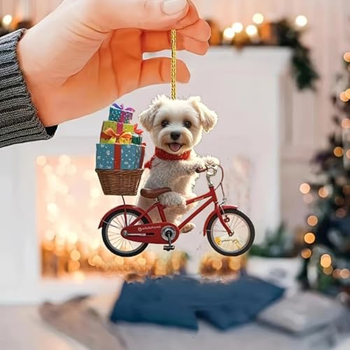 Christmas Ornaments Hanging Christmas Tree Decorations Acrylic 2D Plane Dachshund Dog Small Christmas Ornaments for the Home (B)