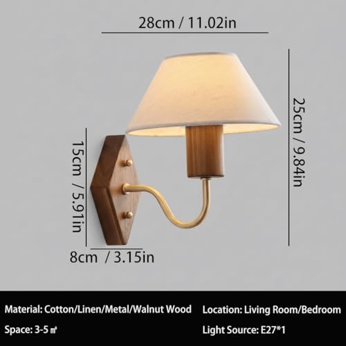Aplique de pared vintage E27 de lino y madera para iluminación interior de casas modernas 7