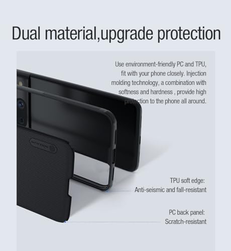 Image of Nillkin Case for Google Pixel 8 (6.2 inch Inch) Super Frosted Shield Pro Magnetic Hard Back Soft Border (PC + TPU) Cover Raised Bezel Camera Protect Black