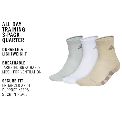 Image of adidas Men's All Day Training Quarter Socks sports performance above the ankle height with cushioning for running (3-Pair)