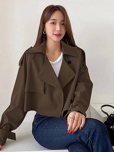 CIVOUX Womens Winter Coats Long Sleeve Epaulettes Design Single Breasted Raglan Sleeve Trench Coat Outerwear2