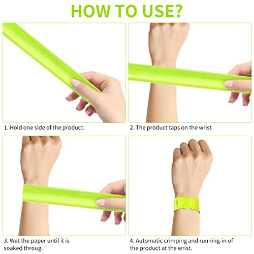 O-Kinee Reflektorband 4 pcs,Schnapparmband Reflektor,Reflektorbänder Schnapparmbänder reflektorband Klatscharmband Sicherheitsband für Jogger und Radfahrer(Grün 4 pcs)