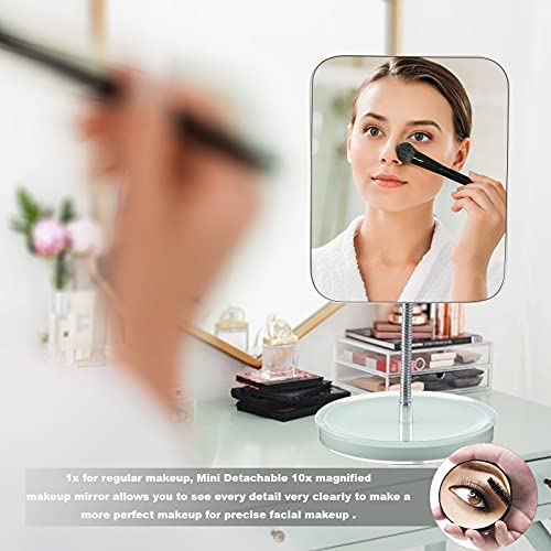 Jasefa Desk Makeup Mirror With 1X/10X Magnification,360° Rotation Flexible Gooseneck Mirror With Stand,Tabletop Cosmetic Mirror,Good For Shower Shaving Traveling-Green #TOP2