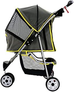 Carrinho de passeio de transporte Carrinho de cachorro para cães médios e gatos Carrinho de luxo para cães Carrinho de passeio para cães/gatos/animais de estimação com grande cesto de armazenamento fácil de dobrar (cinza)