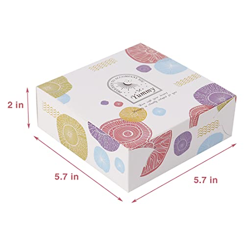 50Pcs Cookie Boxes 5.7X5.7X2 Inches For Gift Giving, Treat Boxes For Bakery Pastry Dessert Strawberry Cupcake #TOP1