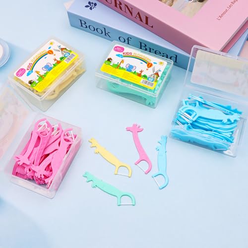 KASURE 160 Stück Zahnseide Sticks Kinder, Dental Floss Kids, Zahnseide Kinder für engen Zahnzwischenräume mit 4 Bunte Griffe in Tierformen, Dental Floss Sticks Zahnpflege (4x40 Stück) – Bild 6