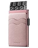 VULKIT Pop Up Card Holder Slim Wallet with Extra Leather Slots RFID Blocking Metal Minimalist Card Case for Men or Women