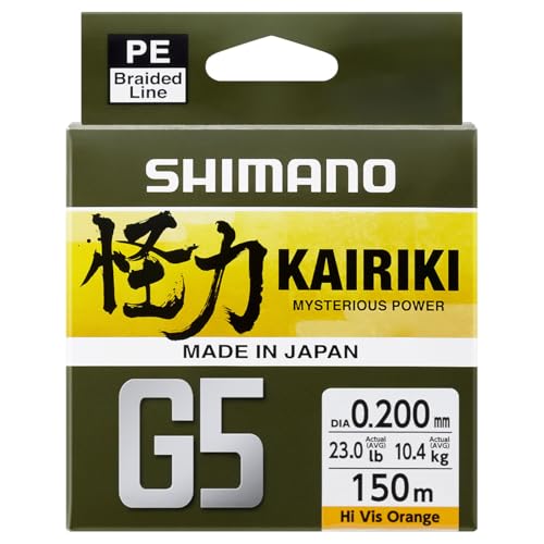 SHIMANO Tresse 5 Brins Kairiki G5 Hi-Vis Orange 150m - D.0,13mm - R.4,1Kg - LDM51UE130150H