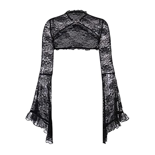 Image of Goth Shrug Black Gothic Victorian Shrugs Crop Top For Women