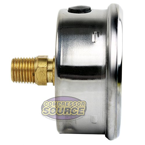 New Stainless Steel Liquid Filled Pressure GAUGE WOG Water Oil Gas 0 to 160 PSI Center Back Mount 0-160 1/4" NPT Male 2.5" FACE DIAL for Compressor Hydraulic AIR Tank - Image 6
