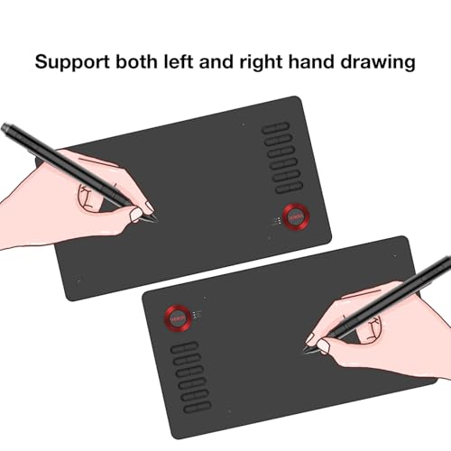 Drawing Tablet, VEIKK A15 10x6 inch Drawing Pad with 12 Shortcut Keys, 8192 Levels of Pressure and Battery-Free Pen, 20 Additional Nibs, Graphic Tablet for Win/Mac/Linux/Android OS (Red)