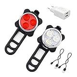 faros bicicleta led 【4 Modos y impermeable】 Brillo completo, medio brillo, parpadeo rápido y parpadeo lento, puede satisfacer diversas necesidades cuando usted monta la bicicleta. Resistencia al agua IP65, los días lluviosos no serían problemas.