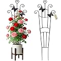 Plant Trellis for Climbing Plants Indoor Outdoor,2 Pack 33 Inch Expandable Metal Trellis for Potted Plants,Flowers Vine Ivy,Sturdy Climbing Plant Support for Indoor & Outdoor Houseplants with Ties