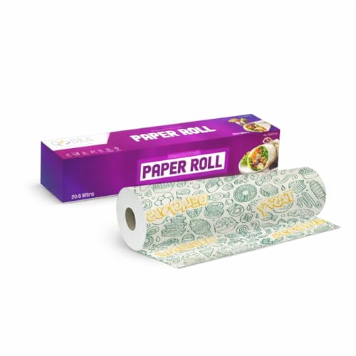 Qodra Food Wrapping Paper Roll 25m (20+5m) | Grease Resistant Baking & Cooking Paper | Food Grade Veg Safe | Eco-Friendly Kitchen Wrap for Lunch Box, Bakery & Bakers