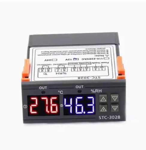 Image of Digital LED Display Temperature & Humidity Controller With Thermostat Control Switch NTC Sensor Probe Thermostat Adjustable Dual Display Thermometer For Egg Incubator (STC-3028)
