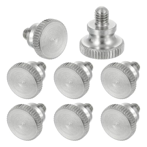 MECCANIXITY 8pcs M4 x 5mm Knurled Thumb Screws, 304 Stainless Steel Diamond Head Thumb Screws Metric Knurled Head Bolts with Shoulder Grip Knobs Hand Tighten Thread Fasteners, 12mm Dia
