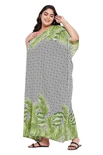 Image of Gypsie Blu Women Plus Size Kaftan Dress Beach Cover Up Maxi Dresses for Women, V-Neck Kimono Sleeve 1X-3X